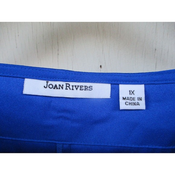 Joan Rivers Tunic Top Womens Size 1X Royal Blue Button Detail Pockets 3/4 Sleeve - Picture 4 of 10